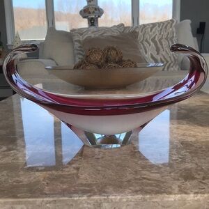Swedish Paul Kedelv Coquille Glass Bowl, 1950’s.
